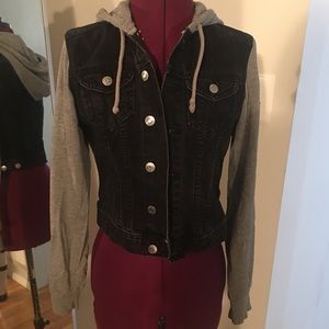 Crop Jean jacket with Hoodie